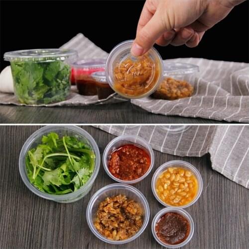 500PCs/Pack Disposable Plastic Bowl Transparent With Lid Food Takeaway Soup Bowls Storage Boxes