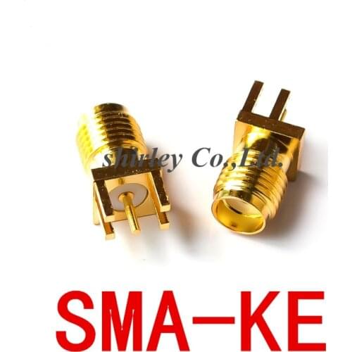Free Shipping 100PCS SMA Female Jack Solder PCB SMA-KE Mount Straight RF Connector Gold