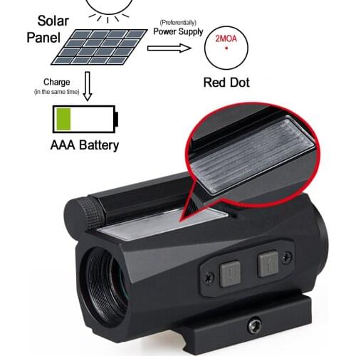 Canis Latrans 1x20 Solar Red Sight 2MOA Reddot Rifle Scope Magnification 1X Black Aluminum Alloy for Outdoor Hunting gs2-0104