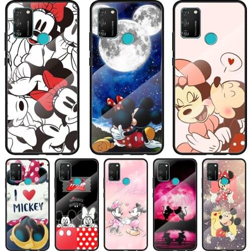 Love Mickey And Minne Tempered Glass Cover For Honor 30 20 10 9X 8X Pro Plus Lite Silicone Phone Case Coque