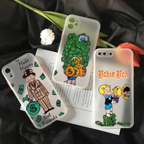 Monopoly-game Money Dollars Phone Case For IPhone 11 12 Pro Max Xs Xr X 8 7 Plus Candy Colos Matte Translucent Cover