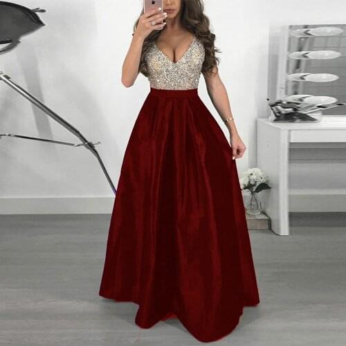 Beading Burgundy Satin Prom Dresses Long for Women Sleeveless Backless Formal Evening Party Gowns