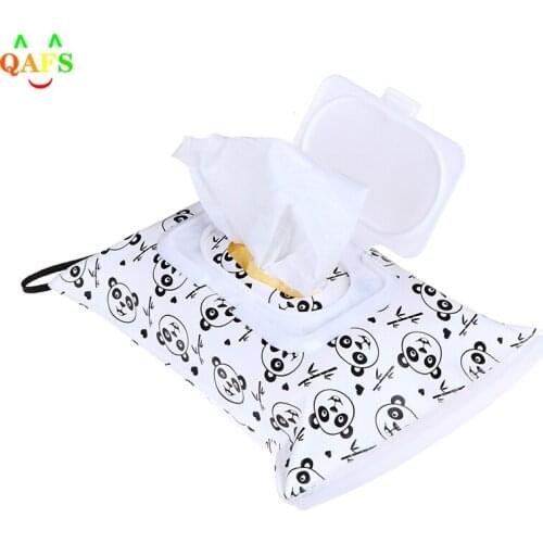 Eco-friendly Easy-carry Snap-strap Wipes Container Wet Wipes Bag Clamshell Cosmetic Pouch Clutch and Clean Wipes Carrying Case