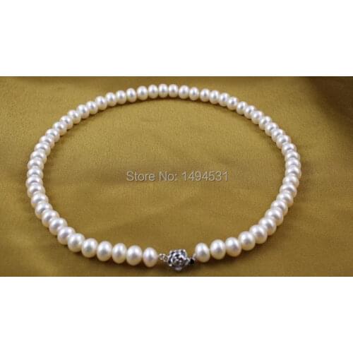 Elegant Classic Women Pearl Choker Natural Pearl 9-10mm Genuine Real Pearl Necklace 42cm Fashion Jewelry Mother Grandma Gifts