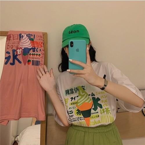 Summer Cute Ice-cream T Shirt Women Harajuku Kawaii T-shirt Graphic 90s Tshirt Fashion Short Sleeve Top Tees Female