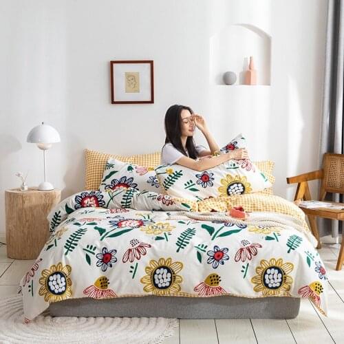 Cotton four-piece quilt cover, rural style, fresh and fresh student dormitory bedding