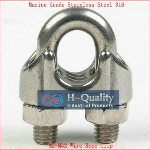 HQ MW01 Marine Grade Stainless Steel 316 Wire Rope Clip DIN741 Cable Bolts Fittings Wholesale Rigging Hardware Clamps M2-M32