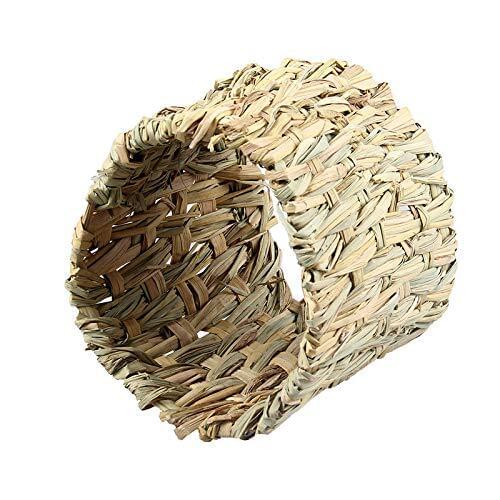 Hamster Hand-Weaved Natural Grass Hideaway Tunnel Small Animal House Hut Nest Chew Toy for Rabbit Chinchilla Guinea Pig