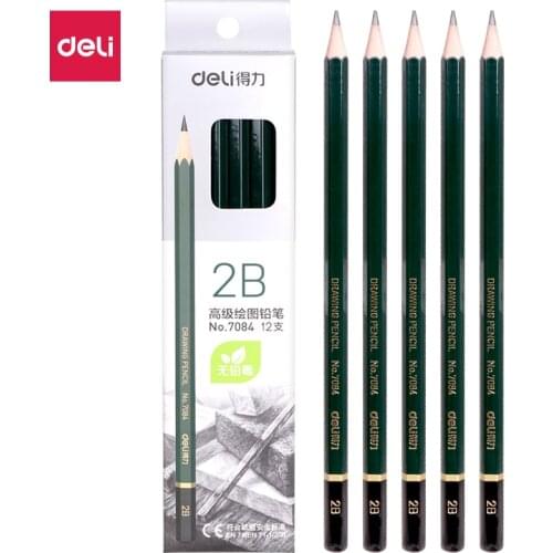 Deli 12pcs/Pack Stationery 2B Pencil Universal Practical Pencil For Drawing Writing Sketch Shading Artist School Supplies