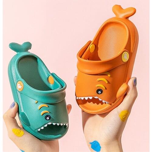 Summer Kids Slipper Toddler Baby Boys Girls Shoes Soft Slippers Children Garden Shoes Cute Shark Sandals Flat Heel Non-slip