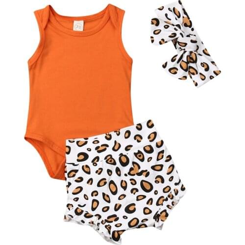 Toddler Baby Girls Summer Romper Leopard Short Pants Headband Outfits Sunsuit Romper Leopard Print Clothes