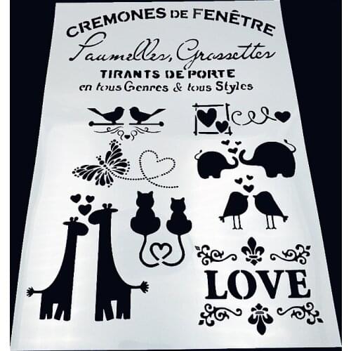 Love giraffe plastic mold shield DIY cake scrapbook stencils hollow Embellishments printing lace ruler Valentines Day