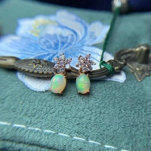 Fashion Classic 100% Natural And Real Opal Earring 925 sterling silver Fine jewelry