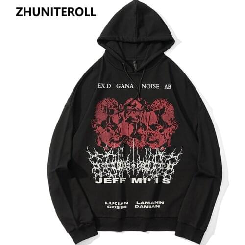2021 Hip Hop Streetweat Hoodie Sweatshirt Letter Gothic Print Harajuku Pullover Men Autumn Cotton Casual Hooded Hoodie Black