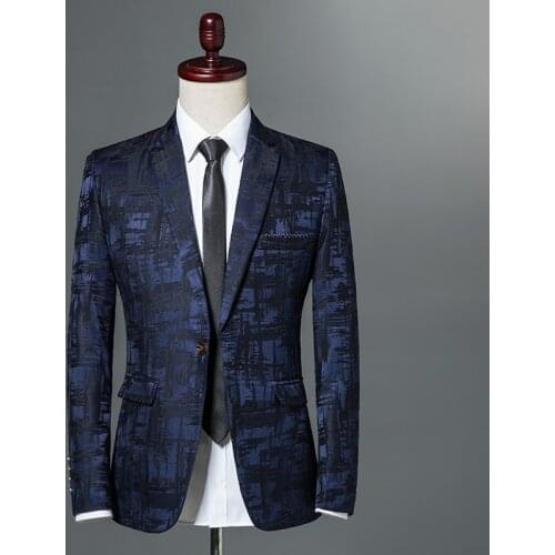 Male Suite 2021 Autumn Classic Brand Blazer Men Single Button Casual Print Slim Fit Business Suit Jacket Wine red Grey Khaki