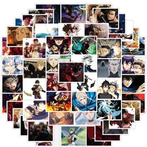 52pcs Cartoon Black Clover Doodle Stickers DIY Laptop Guitar Motorcycle Luggage Skateboard Waterproof Graffiti Sticker Kid