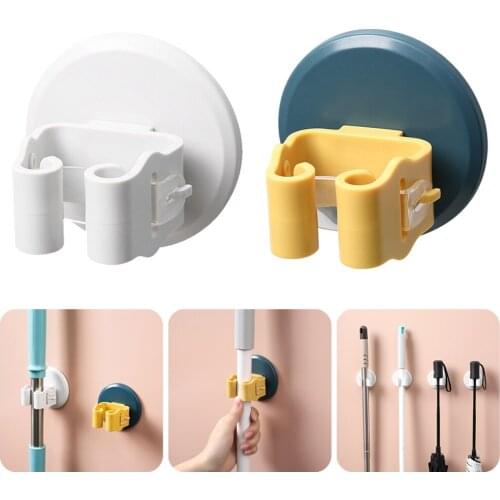 Wall Mounted Anti-Slip Mop Holder Household Adhesive Storage Broom Hanger Organizer Mop Hook Racks For Kitchen Bathroom