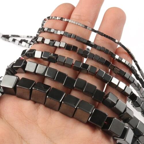 Natural Stone Hematite Black Filled Square Cube Bead Spacer Beads For Jewelry Making Diy Bracelet Necklace Wholesale 15 inches