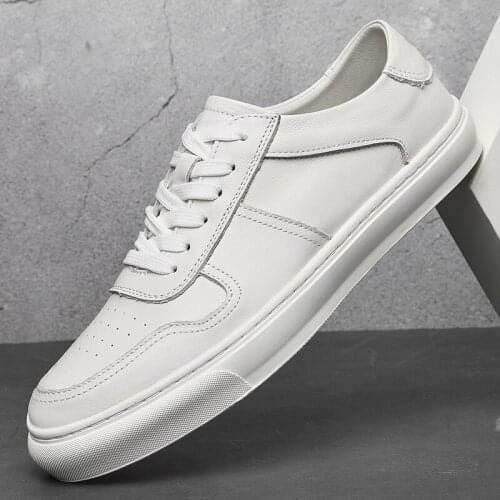 Spring Autumn New White Shoes Men Shoes Genuine Leather Mens Casual Shoes Brand Fashion Sneakers Street Cool Man Flat Footwear