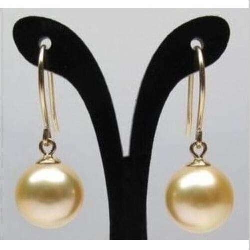 Charming 11-12mm natural south sea gold pearl earrings