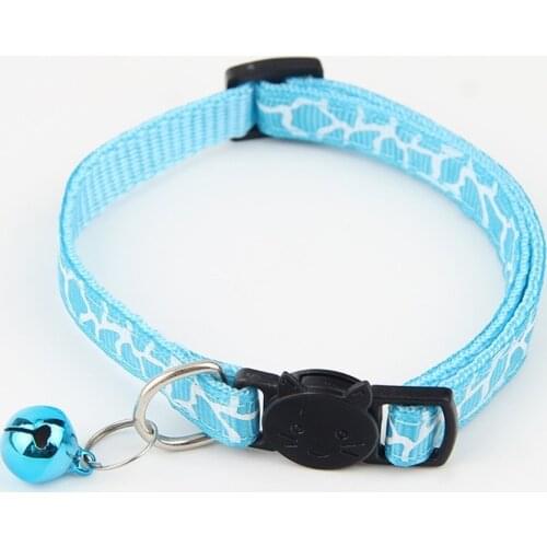 Cat Collar Pet Bell Collar Cat Head Shape Buckle Collar with Bell Jingle Adjustable Nylon Crackle Pattern Necklace Cat Collar