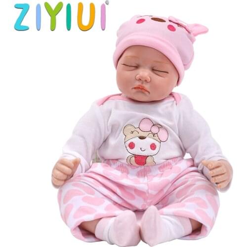 55 Cm 22 Inch Realistic Soft Silicone Reborn Doll Girl PP Cotton Closed Eyes Baby Handmade Festival Birthday Gift Kid Toy