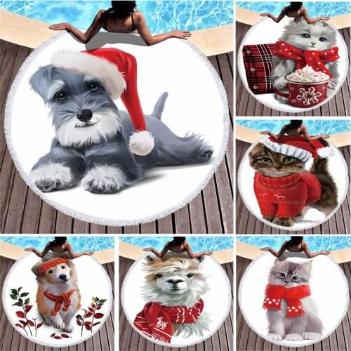 Christmas cute cats and dogs Large beach towel Bath towel Beach mat beach towel microfiber towel large beach towels Beach towel