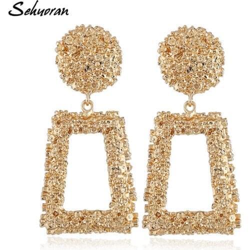 Sehuoran Earrings Bohemian Pendientes Zinc Alloy Big Drop Earrings For Women Statement Earrings Fashion Jewelry Wholesale Gifts