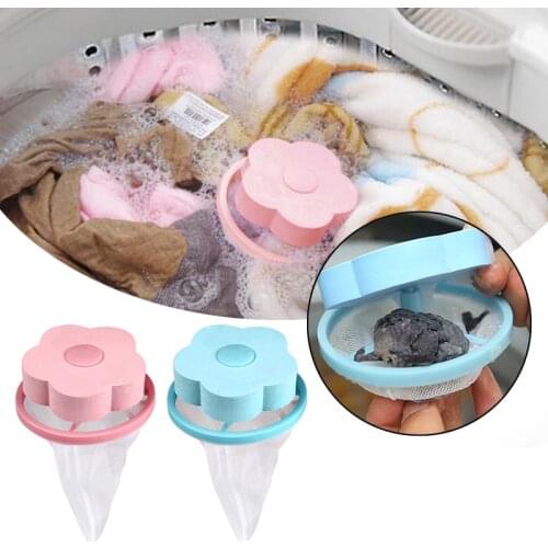 Laundry Mesh Filter Bag Washing Machine Cleaning Pouch Flower Shaped Floating Hair Catcher Bag Debris Fur Removal Net Lint Bag