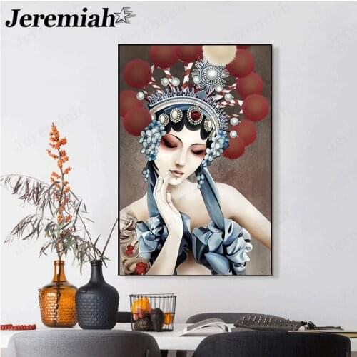 Modern Peking Opera Canvas Painting Abstract Characters Chinese Style Poster Wall Artist Home Room Decoration Accessories