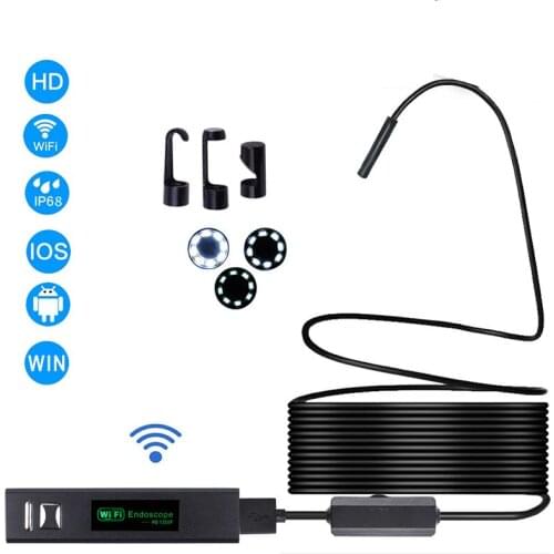 WIFI Endoscope Camera HD 1200P 10M Mini Waterproof Hard Wire Wireless 8mm 8 LED Borescope Camera For Android PC IOS Endoscope