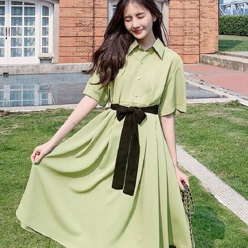 Oversized Summer Fashion Fairy Harajuku Chiffon Dress Women 2021 New Korean Loose College Casual Vintage Shirt Skirt Female A700