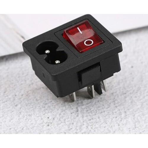 1pcs Rocker Switch Red Rocker Switch Fused Inlet Power Socket Fuse Switch Connector Plug Connector