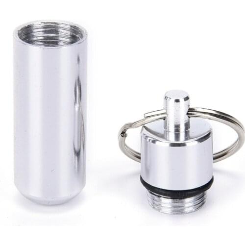 1PCS Silver Waterproof Aluminum Medicine Pill Box Case Drug Organizer Keychain Tablet Pillbox Container Stash Holder