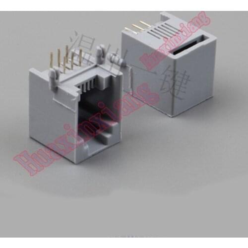 100PCS/Lot 5521 PCB RJ11 6P6C Female Jack/Socket Connector For phone 90 degree Grey Color