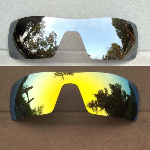 2 Pieces Silver Mirrored & 24K Gold Mirrored Replacement Lenses for Oil Rig Frame Polarized 100% UVA & UVB Anti-scratch