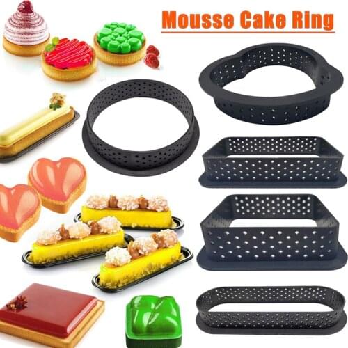 8 pcs Round Shape Cake Mold Mousse Circle Cutter Decorating Tool French Dessert DIY Perforated Ring Non Stick Bakeware Tart