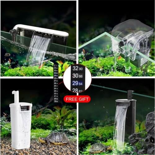 Aquarium Filter Built-In Waterfall Filter Low Water Level Filter External Hangon Water Pump With Surface Skimmer For Fish Turtle