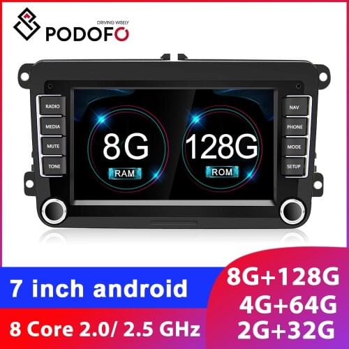 Podofo 2GB RAM Car Multimedia Player 2 DIN Auto Radio GPS Navigation Radio Car 7 " Android Wifi Autoradio for VW/Volkswagen/Golf