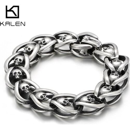 Kalen Gothic Skull Series Multi-Style Mens 316L Stainless Steel Bracelet Viking Chain Jewelry