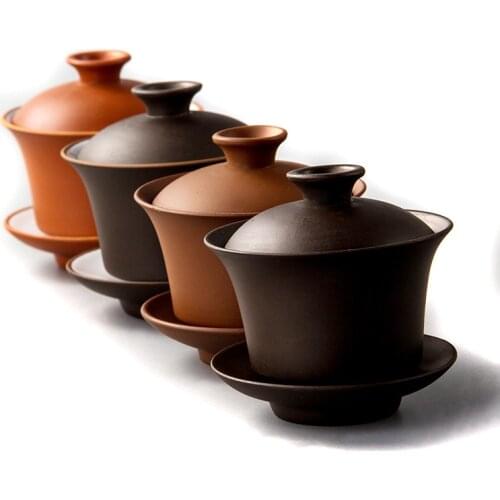 Tea Cups Purple Clay Bowl Saucer Zisha Tea Brew Tea Cup Ceramic Chinese Puer TeaSet Yixing Handmade Kettles