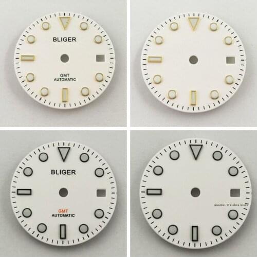 28.5mm Bliger Sterile Dial White Black/gold Dial Fit ETA 2836 2824 DG2813/3804,Miyota 8205 8215 821A 82 series movement
