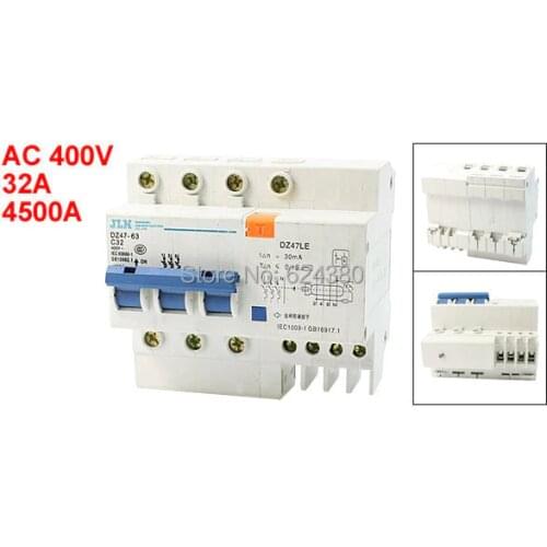 DZ47LE-63 C32 3P 3 Three Poles Household Miniature Residual Current Earth Leakage Circuit Breaker