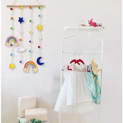 HGHO Rainbow Baby Room Decor Kids Bedroom Macrame Photo Display,Colorful Ball Wall Hanging Photo Organizer with 25 Wood Clips