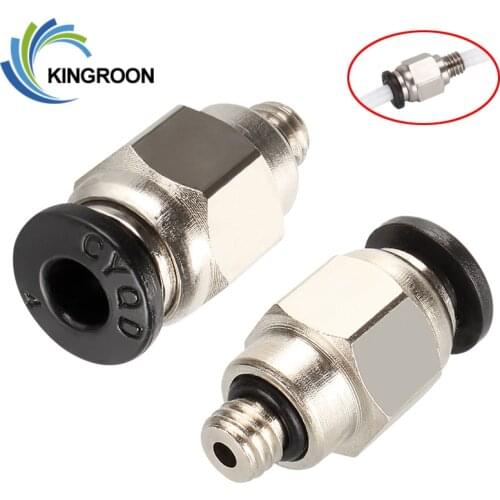 KINGROON 2pcs PC4-M5 M6 Pneumatic Connector OD 4mm Thread M5 M6 Air Fittings For Hotend Extruder 2*4mm PTFE tube 3D Printer Part