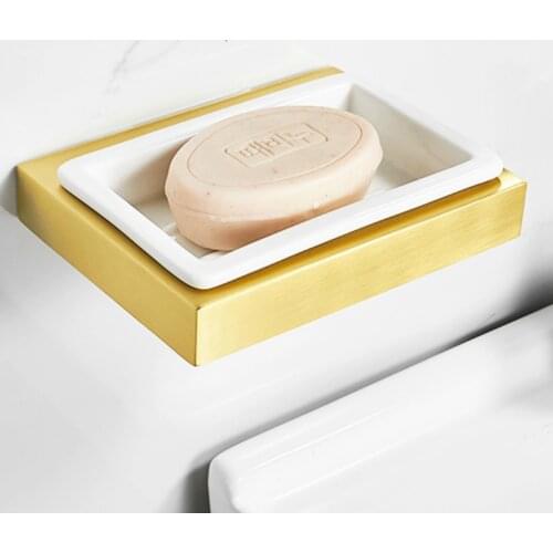 Space Aluminum Soap Dish Bathroom Accessories In Brushed Golden Shelf Basket Soap Box Soap Dishes Wall Ceramic Soap Holder