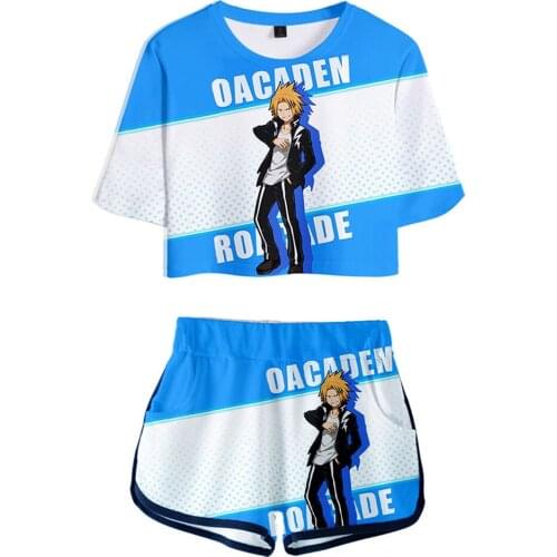 Boku No My Hero Academia Kaminari Denki Cosplay Costume Blue White Top Shorts Two Piece Sets Summer Suit