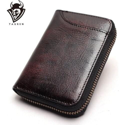 First Layer Of Leather Credit Card Accordion Retro Wallet Business Multi-Card Purse