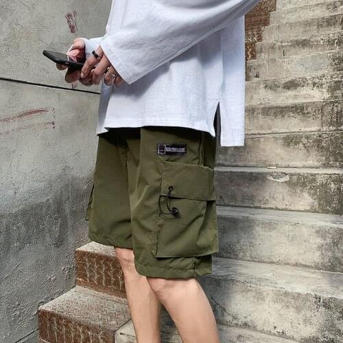 Fashion 2021 Summer Mens Shorts Loose Casual Elastic Waist Cargo Pants Multi Pockets Male Work Streetwear Shorts Plus Size