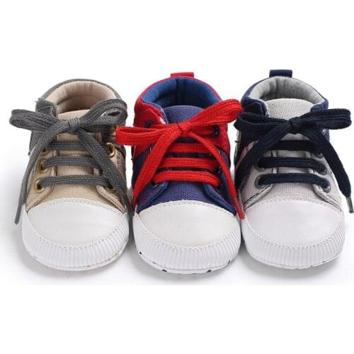 Spring and summer childrens baby boy soft BABY baby shoes non-slip color matching high tube lace sports shoes